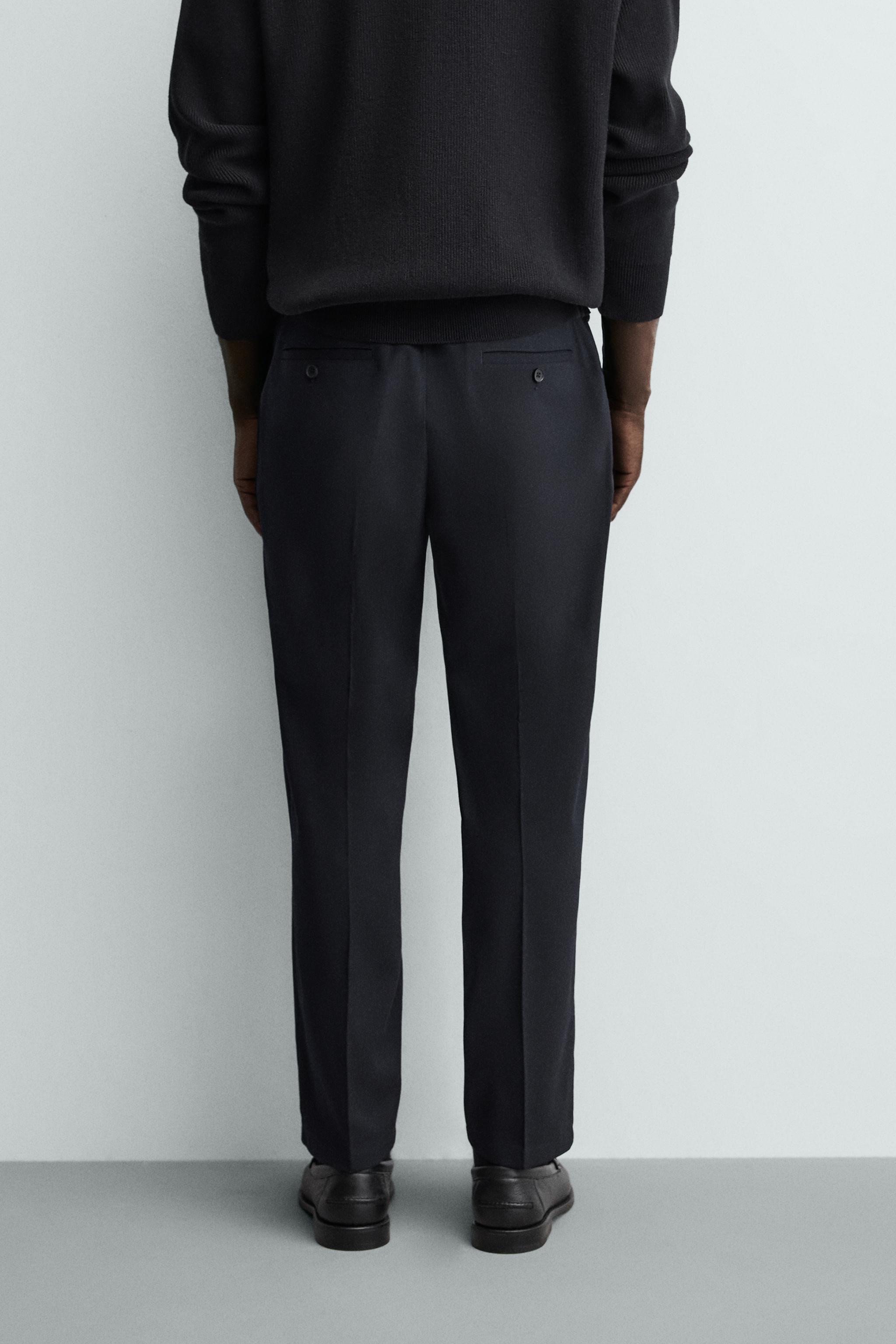 PANTALON REGULAR FIT EN LAINE SANS REPASSAGE